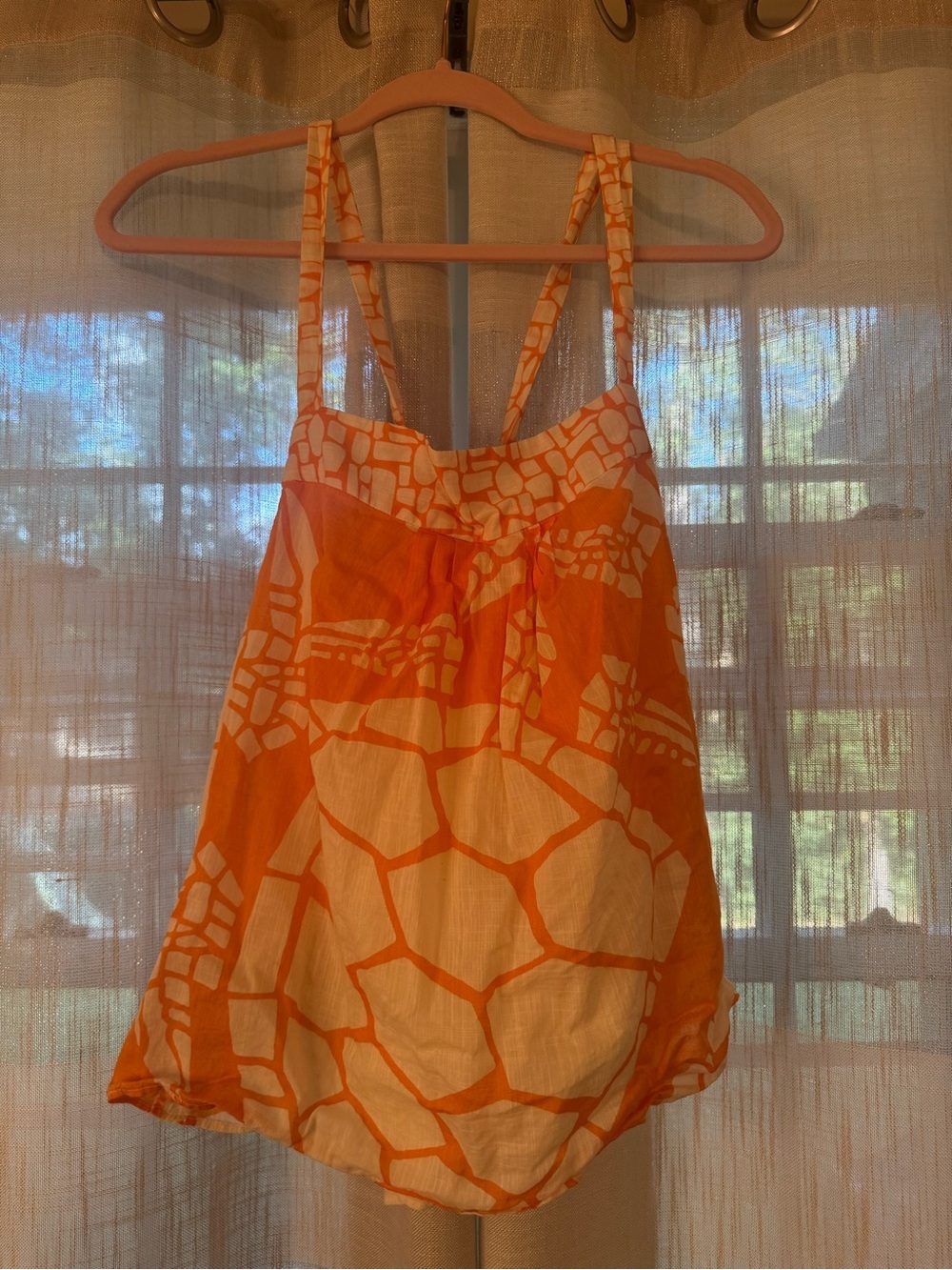 J. Crew Orange and White Patterned Camisole